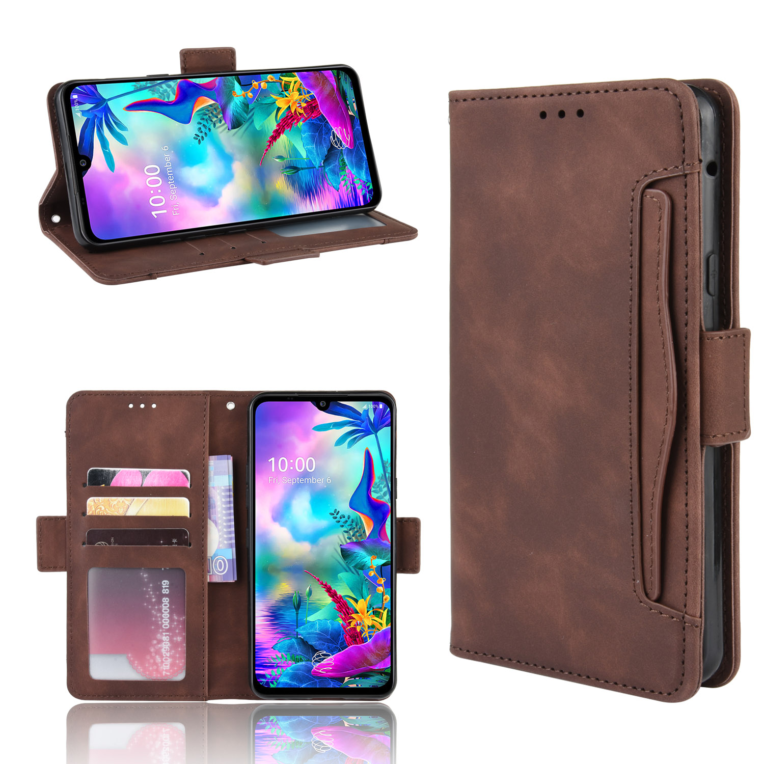 

Wallet Stand Flip Leather Phone Cover for LG G8X ThinQ/V50S ThinQ 5G - Brown, LG LG G8X ThinQ