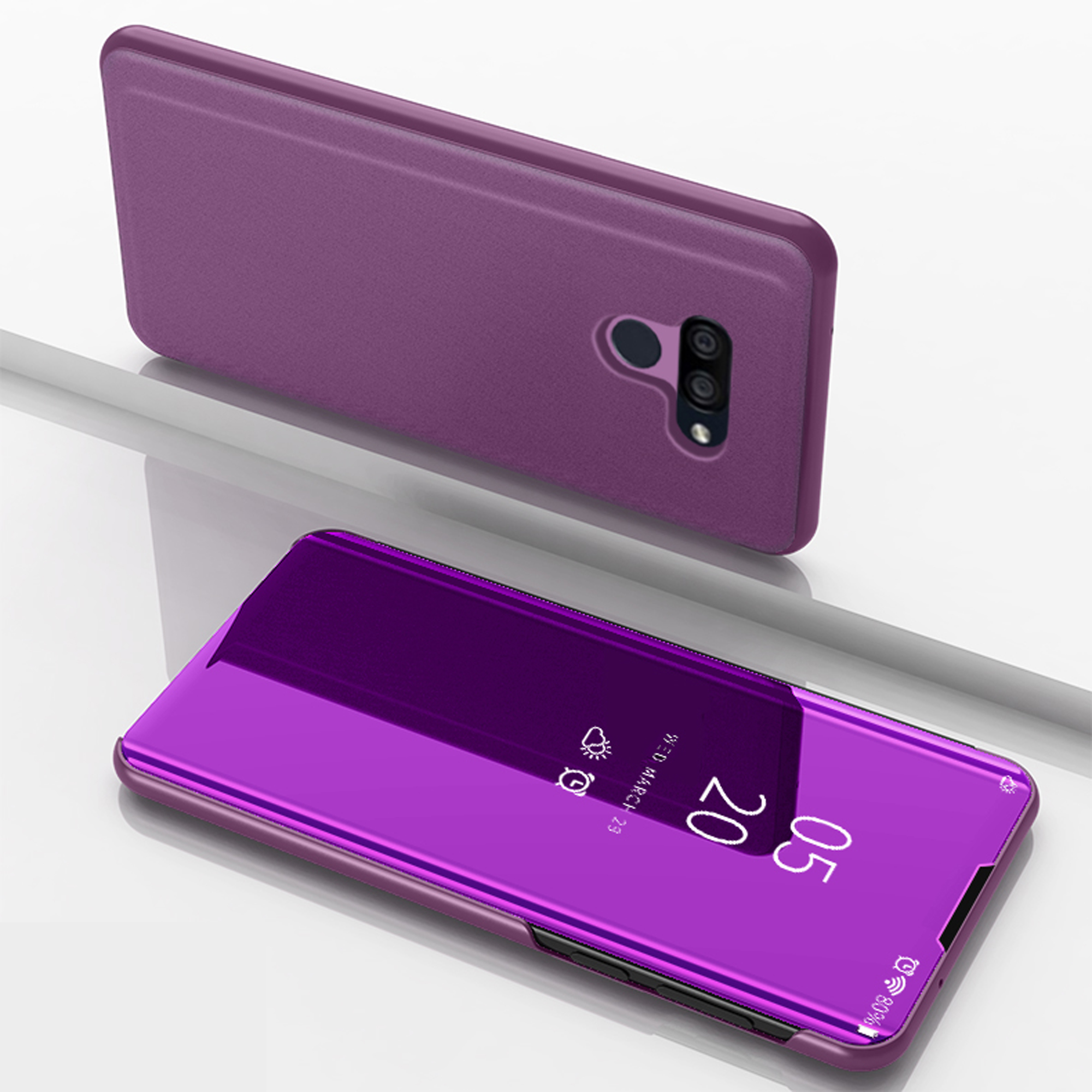 

View Window Mirror Surface Leather Flip Phone Case for LG K50S - Purple, Huawei nova 3i