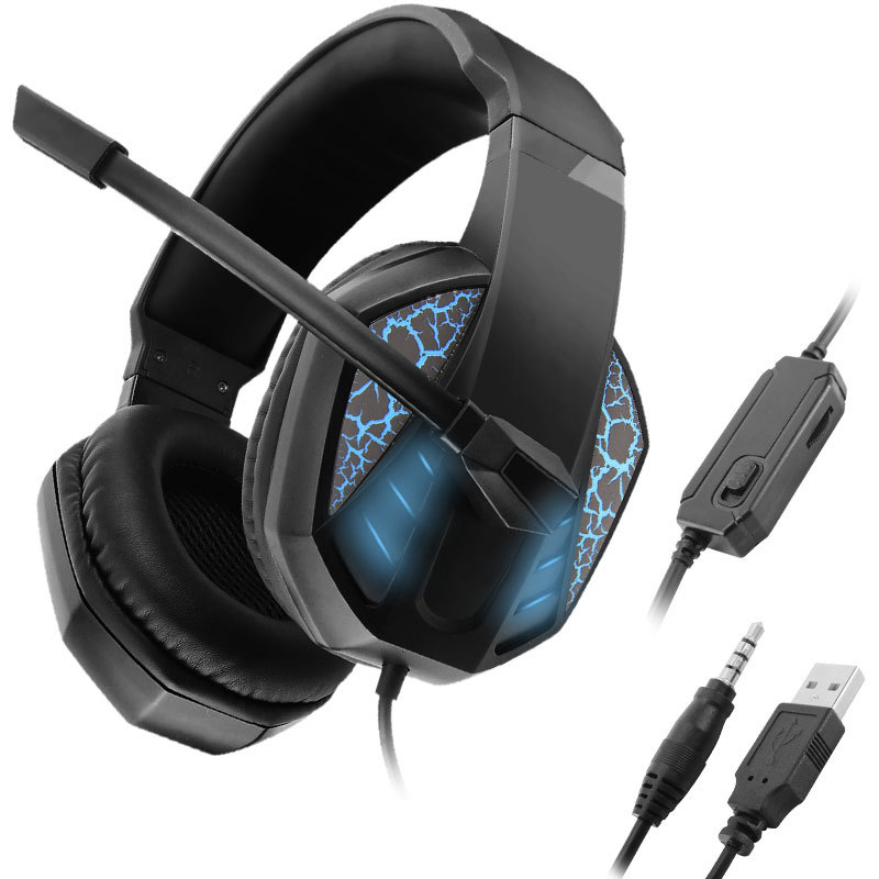 

C971 Gaming Earphone Headphone Wired Headset with Mic for PC Cell Phone Laptop - Blue, Universal