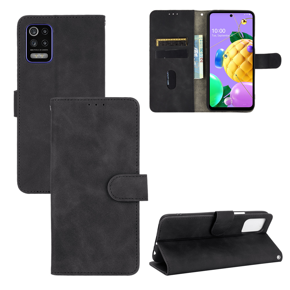 

Flip-abdeckung Für LG K52/K62 Hauttouch Brieftasche Ledertasche - Schwarz, LG K52