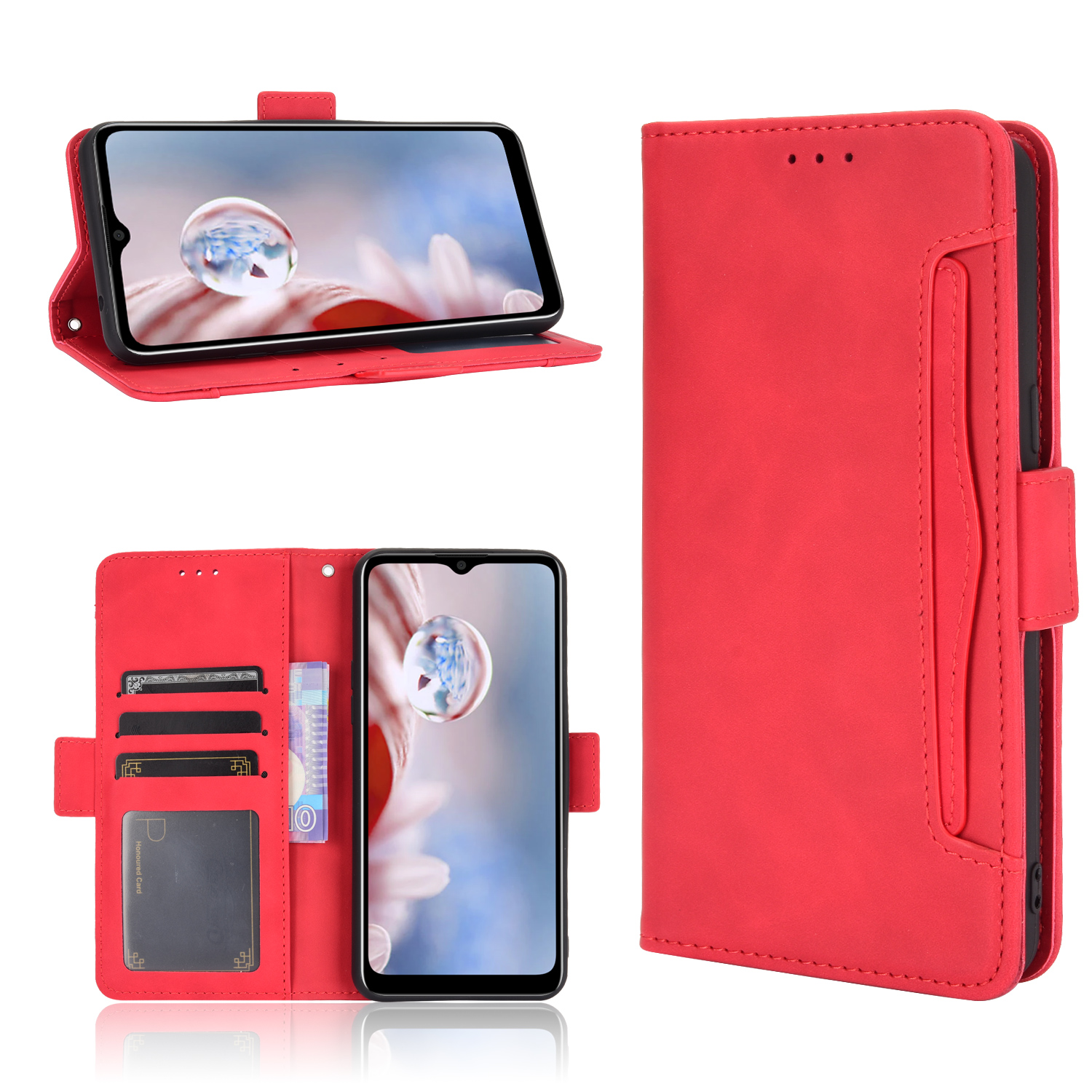 

Mehrere Kartensteckplätze Schützende Deckungsständer Ledertasche Für HTC Desire 20+/Desire 20 Plus - Rot, HTC Desire 20+
