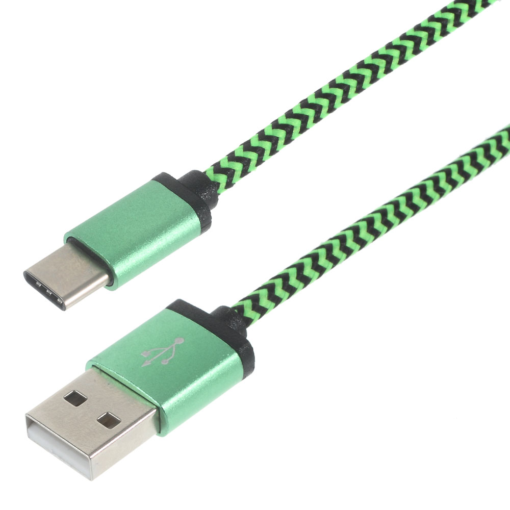 

Dual-Color Woven USB Type-C Кабель Синхронизации Заряда Для Xiaomi Mi 5 / Новый MacBook - Зеленый, iPhone 12 mini