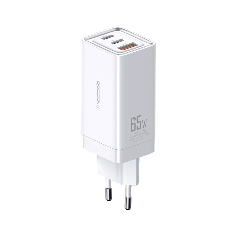 

MCDODO GAN TECH 65W PD 3.0 Настенное Зарядное Устройство Type-C Быстрая Зарядка Адаптер Питания - White / Eu Plug, iPhone 12 mini