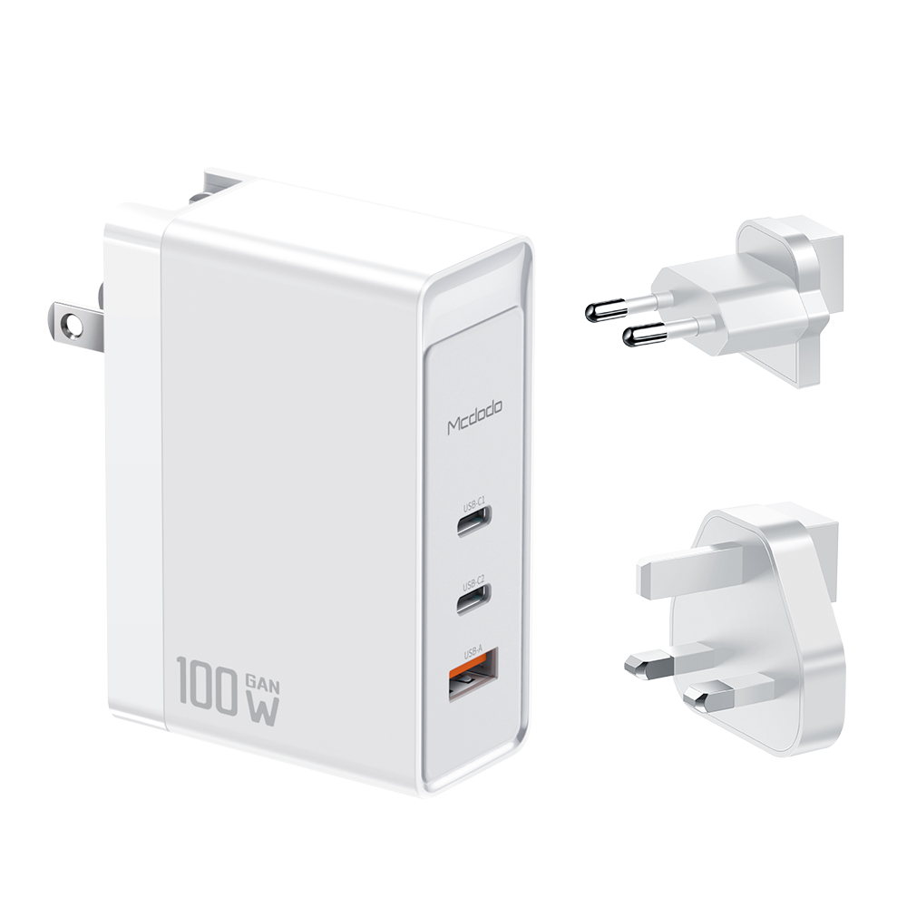 

MCDODO CH-8101 MDD 100W GAN Настенное Зарядное Устройство Двойной Тип-C + USB Портативный CN Plug Mini Travel Charger [с CN Plug] - Белый, Universal