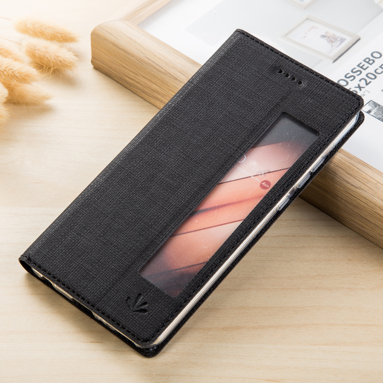 

Vili DMX Klappstillansicht Fenster Leder -mobiltelefonhülle Für Huawei Mate 10 Pro - Schwarz, Huawei Mate 10 Pro