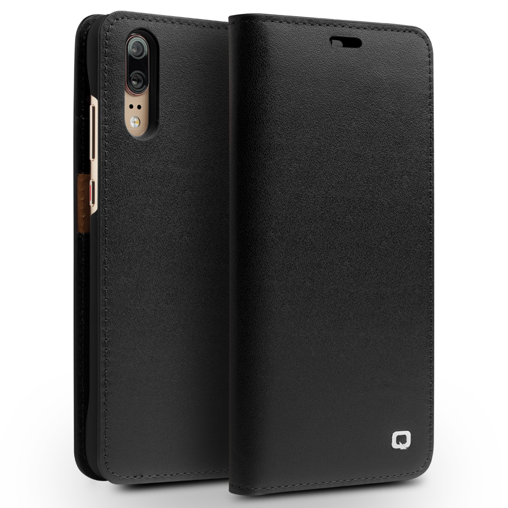 

QIALINO Classic Gen II Cowhide Genuine Leather Wallet Mobile Case for Huawei P20 - Black