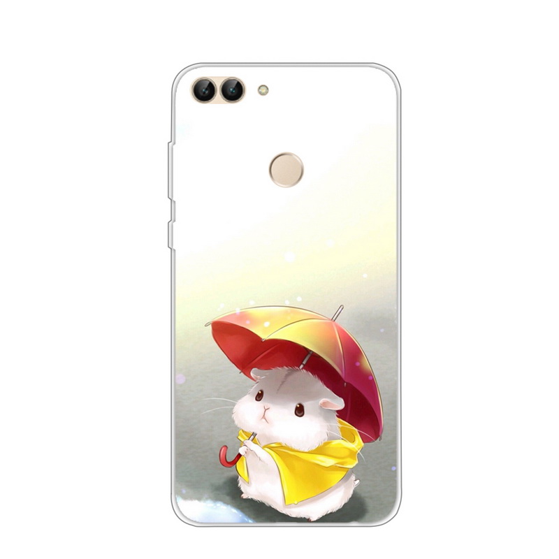 

Pattern Printing TPU Protection Back Case for Huawei P Smart / Enjoy 7S - Hamster Holding Umbrella