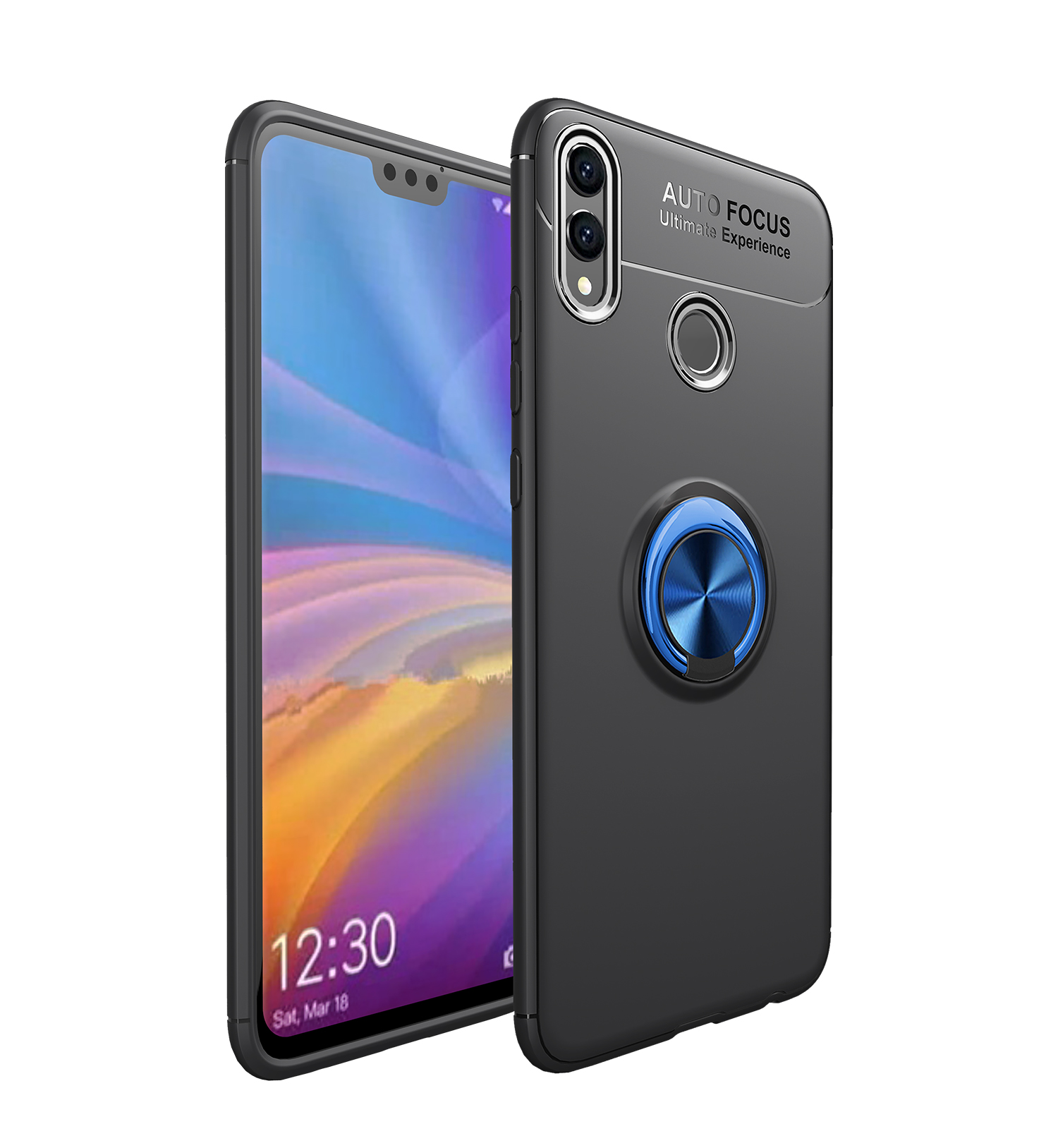 

Lenuo Finger Ring Kickstand TPU Back Shell Für Huawei Honor 8x / Honoransicht 10 Lite (eingebauter Magnethalter Metallblech) - Schwarz Blau, Huawei Honor 8X