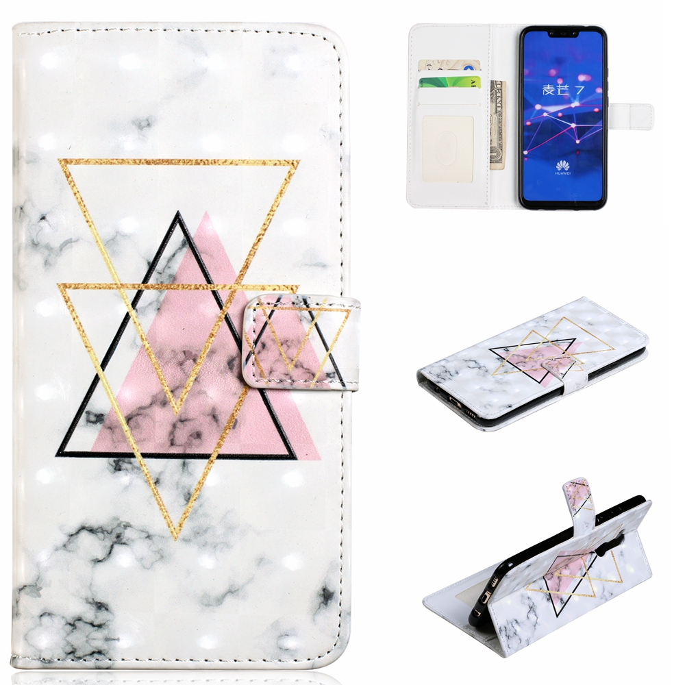 

Light Spot Decor Patterned Embossed Leather Wallet Case Shell Cover for Huawei Mate 20 Lite - Triangle