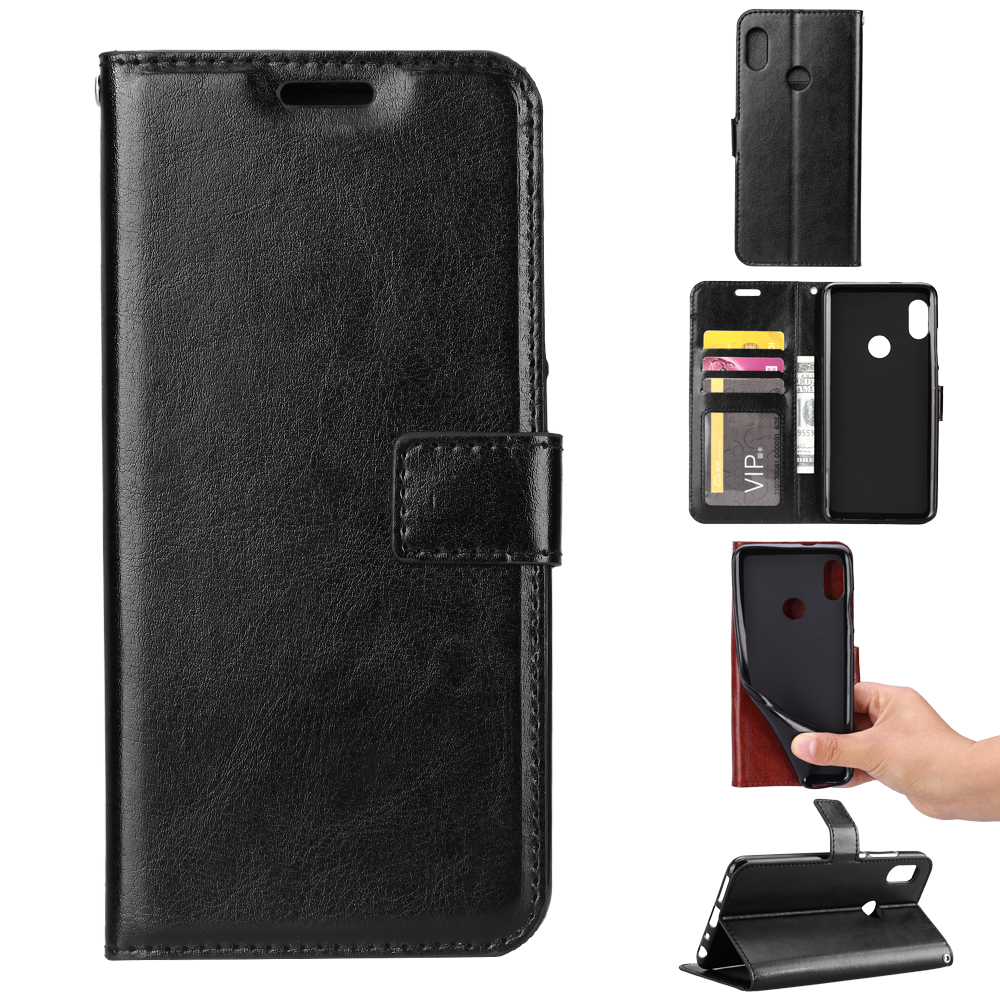 

Crazy Horse Texture Wallet Stand Leather Phone Case for Huawei Honor 10 Lite/P Smart (2019) - Black, Huawei Honor 10 Lite