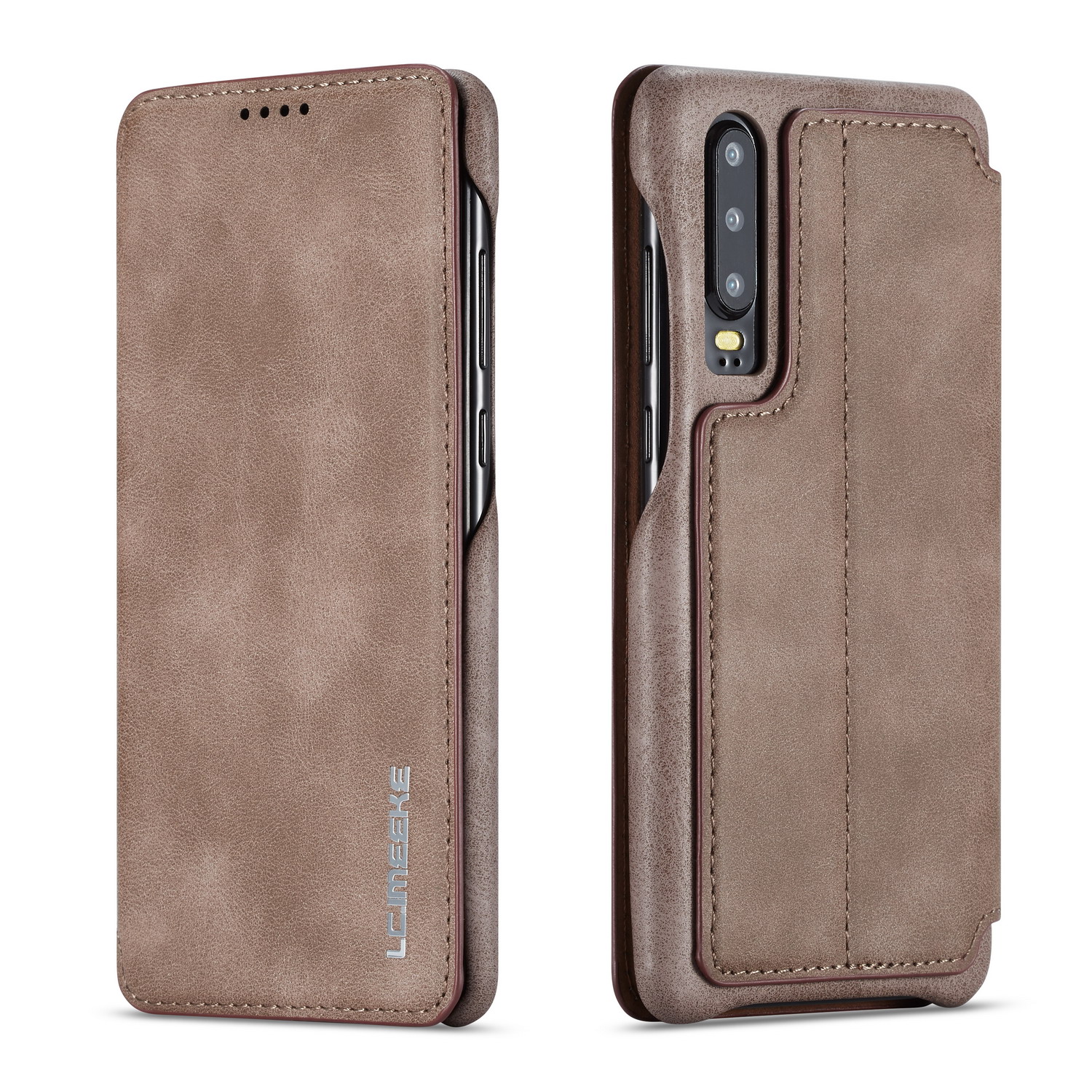 

Lc. Imeeke Retro Style Leyse Karte Hafter Für Huawei P30 - Kaffee, Huawei P30