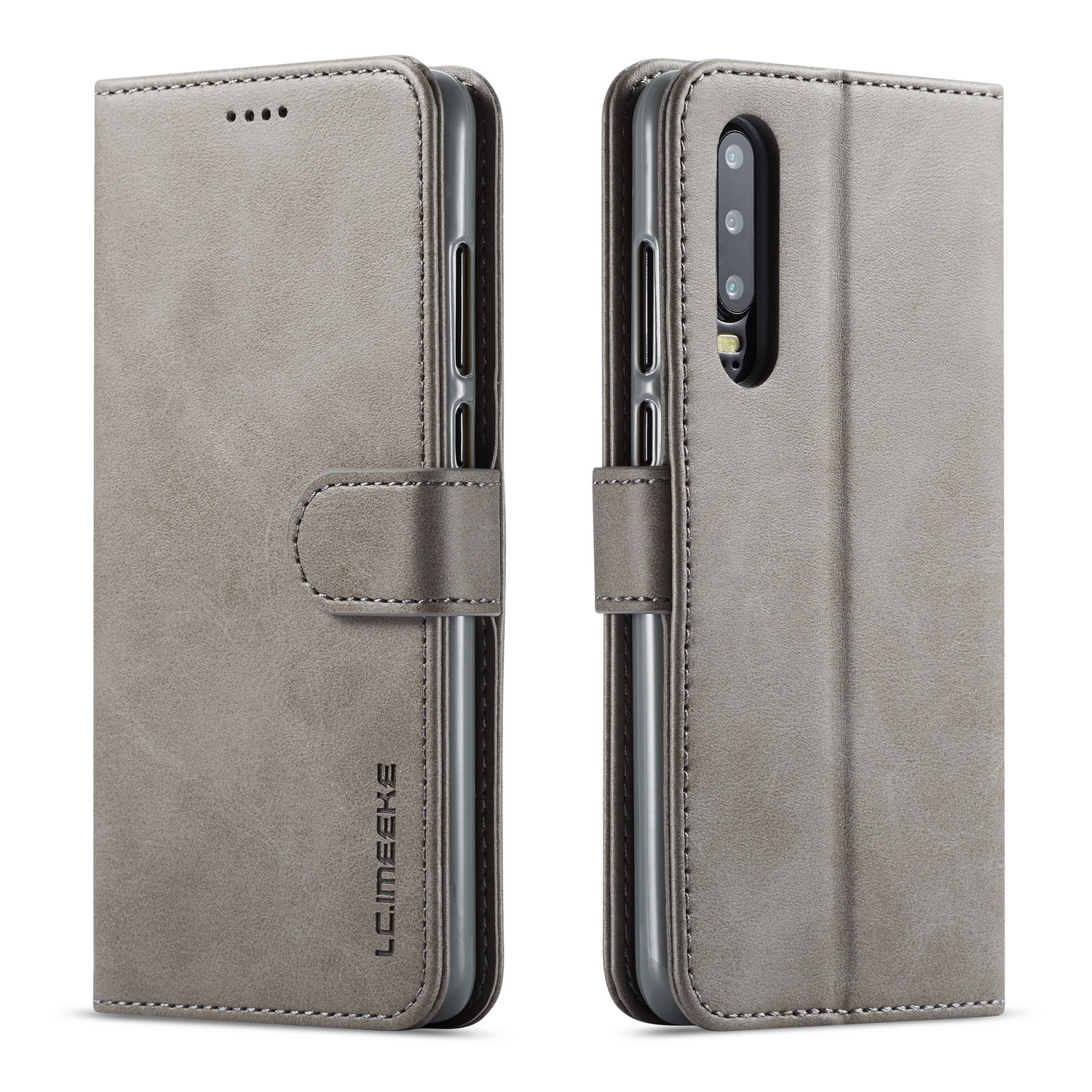 

Lc. Imeeke Leder Brieftaschenstand Hülle Für Huawei P30 - Grau, Huawei P30