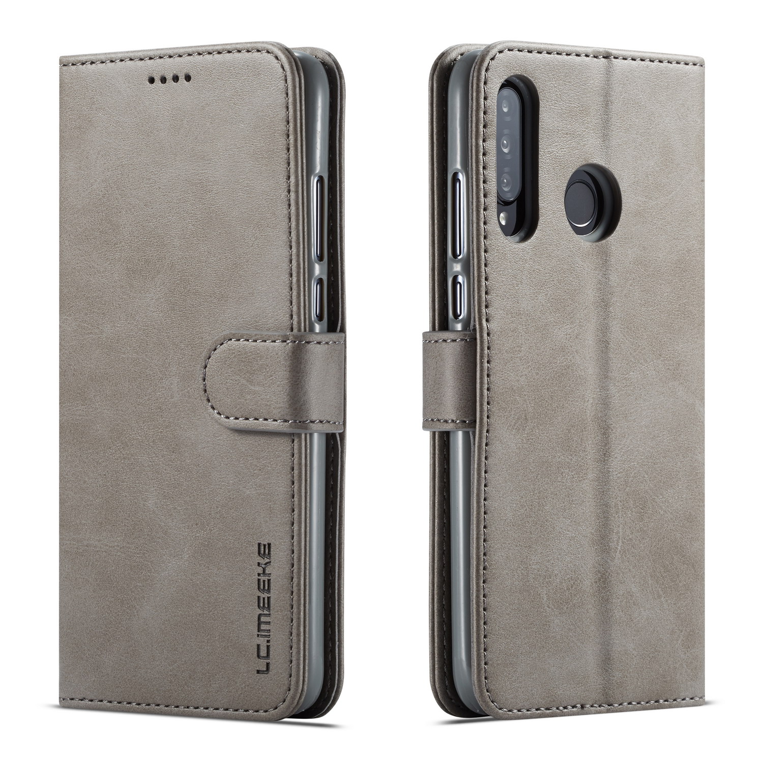 

Lc. Imeeke Wallet Lederstand Hülle Für Huawei P30 Lite - Grau, Huawei P30 Lite
