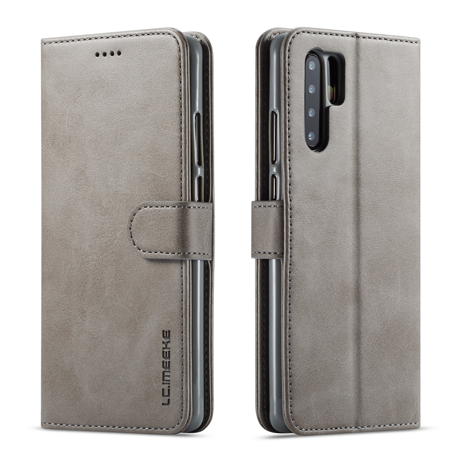 

Lc. Imeeke Wallet Lederstand Hülle Für Huawei - Grau, Huawei P30 Pro