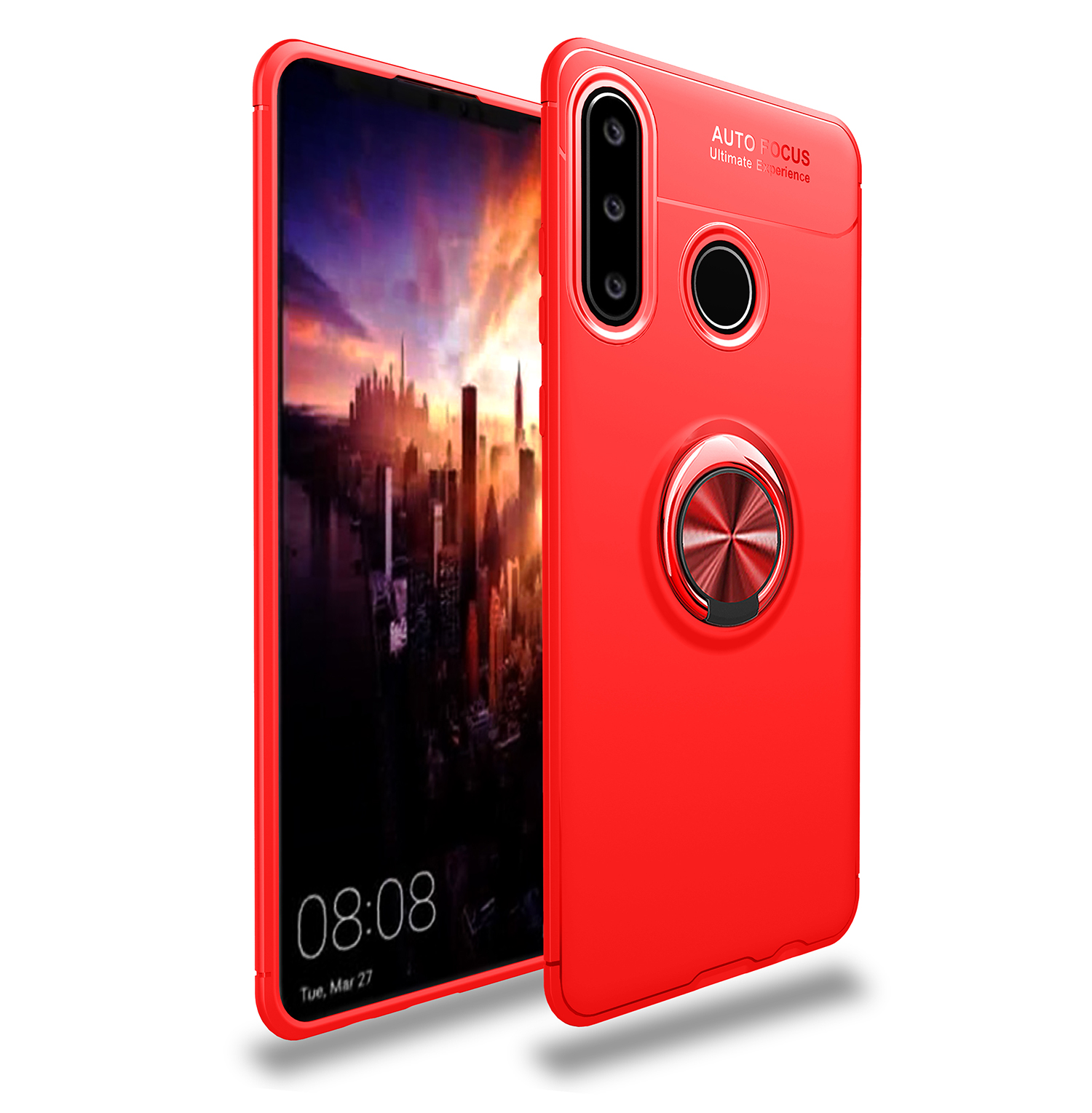 

Lenuo Metall Ring Bracket Tpu-abdeckung Für Huawei P30 Lite /nova 4e Eingebaute Magnetmallethese - Rot, Huawei P30 Lite