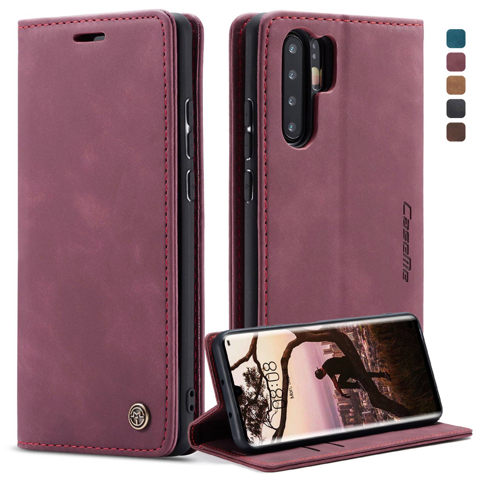 

Caseme 013 -serie Retro PU Leder Brieftet Mobile Hülle Für Huawei P30 Pro - Violett, Huawei P30 Pro