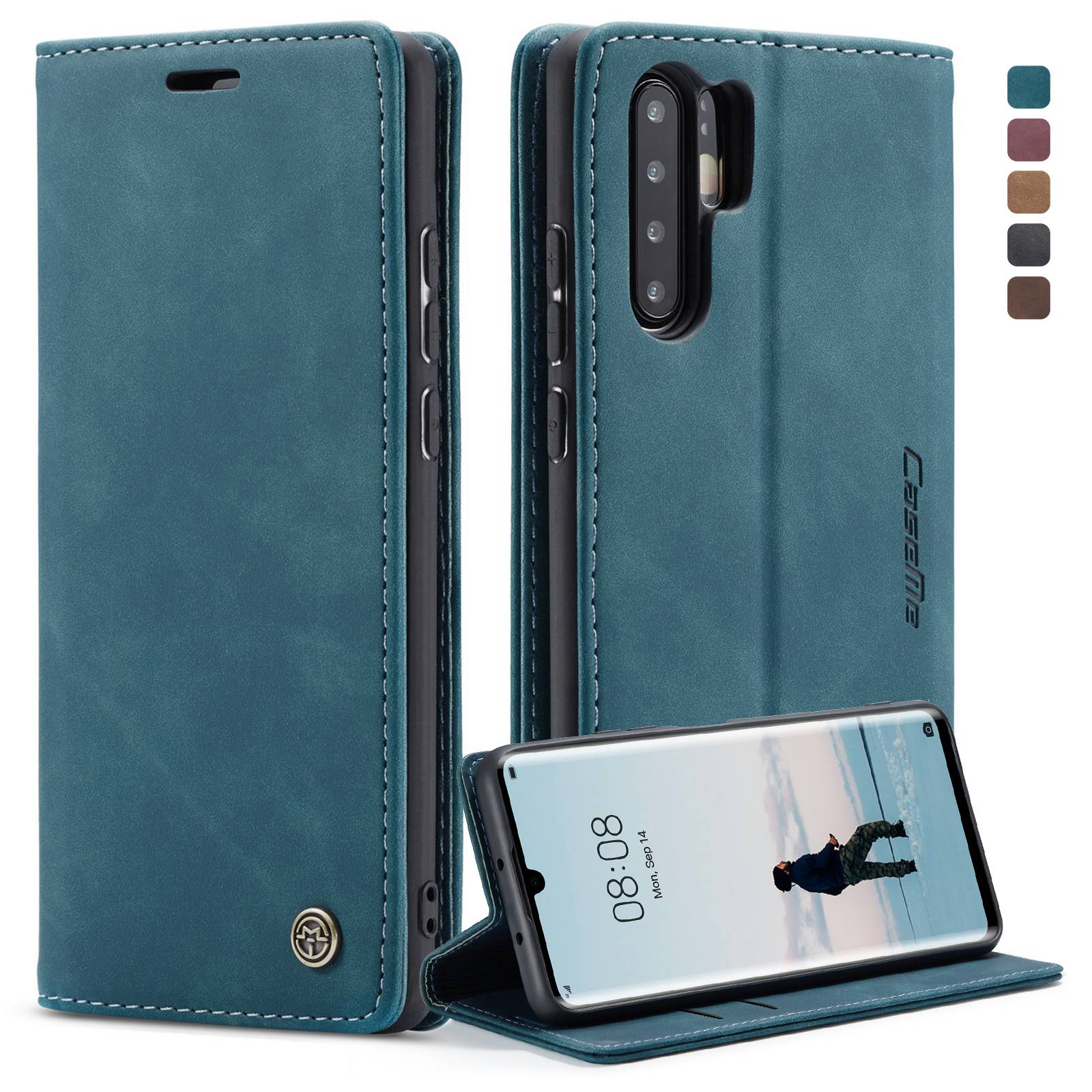 

Caseme 013 -serie Retro PU Leder Brieftet Mobile Hülle Für Huawei P30 Pro - Blau, Huawei P30 Pro