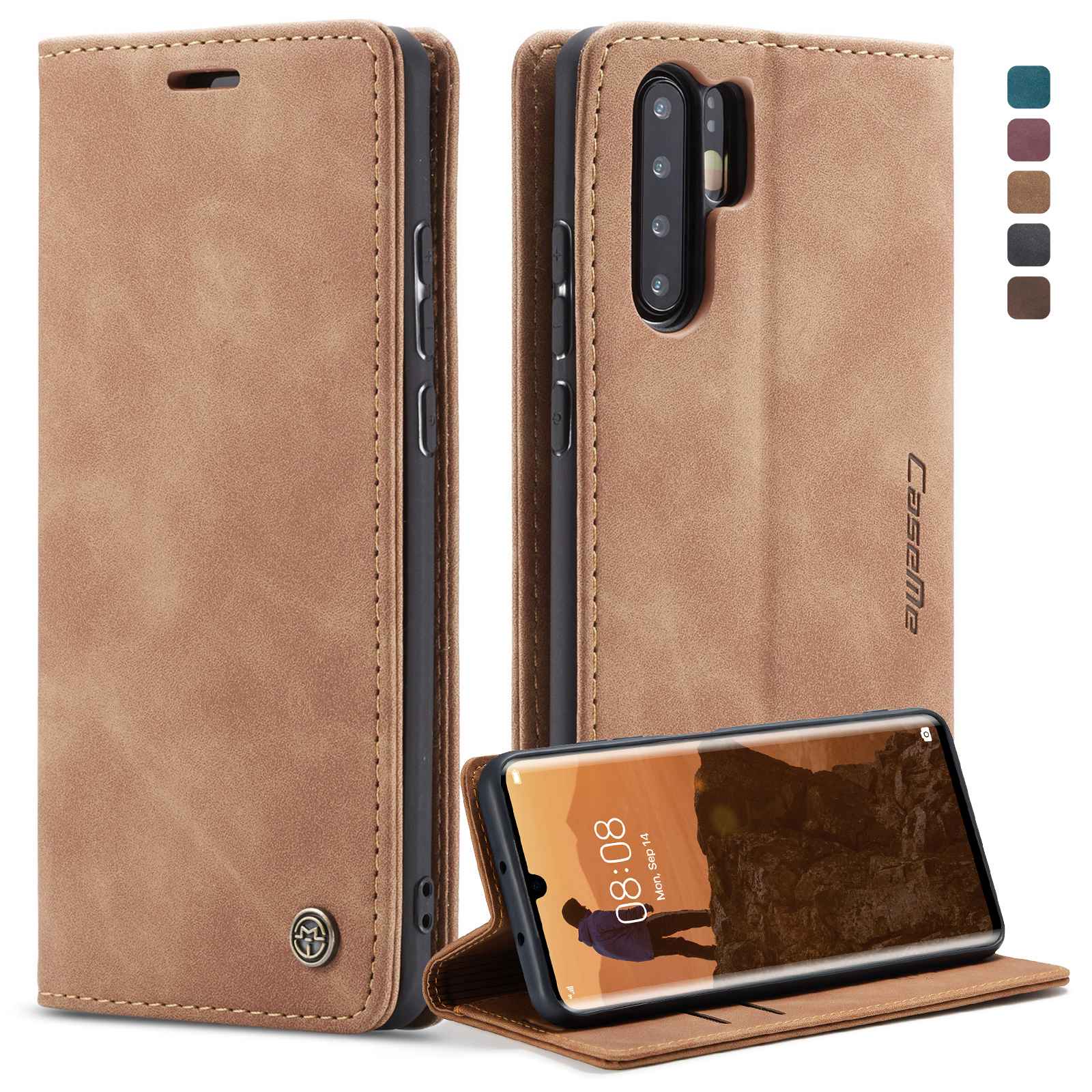 

Caseme 013 -serie Retro PU Leder Brieftet Mobile Hülle Für Huawei P30 Pro - Hellbraun, Huawei P30 Pro