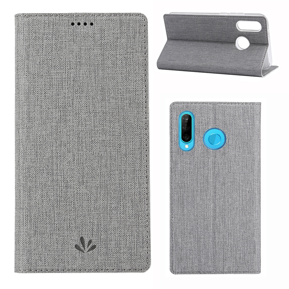 

Vili DMX Cross Textur Lederstand Hülle Für Huawei P30 Lite New Edition/P30 Lite/nova 4e - Grau, Huawei P30 Lite