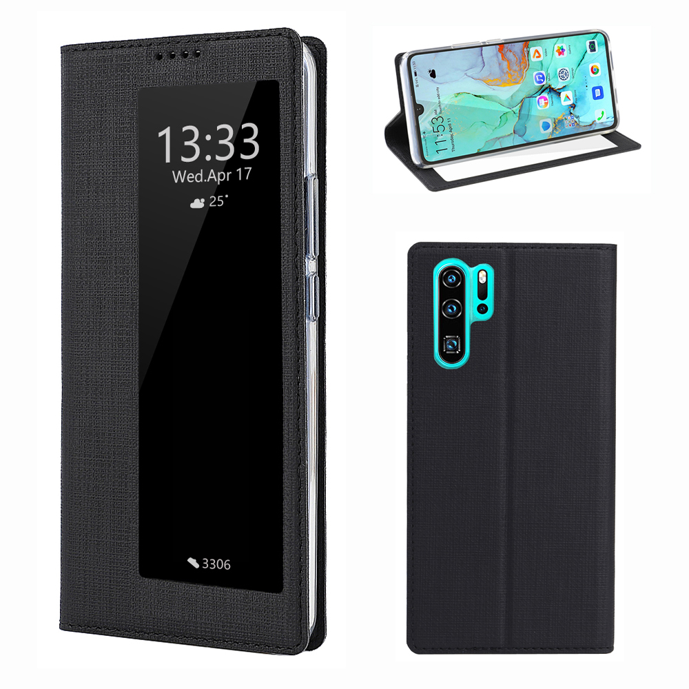 

Vili DMX Cross Texture View Fenster Leder -flip -telefonabdeckung Mit Kartensteckplatz Für Huawei P30 Pro - Schwarz, Huawei P30 Pro