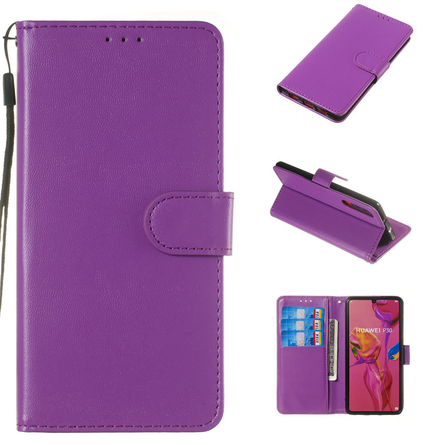 

Case de Support en Cuir de Portefeuille Pour Huawei P30 - Violet