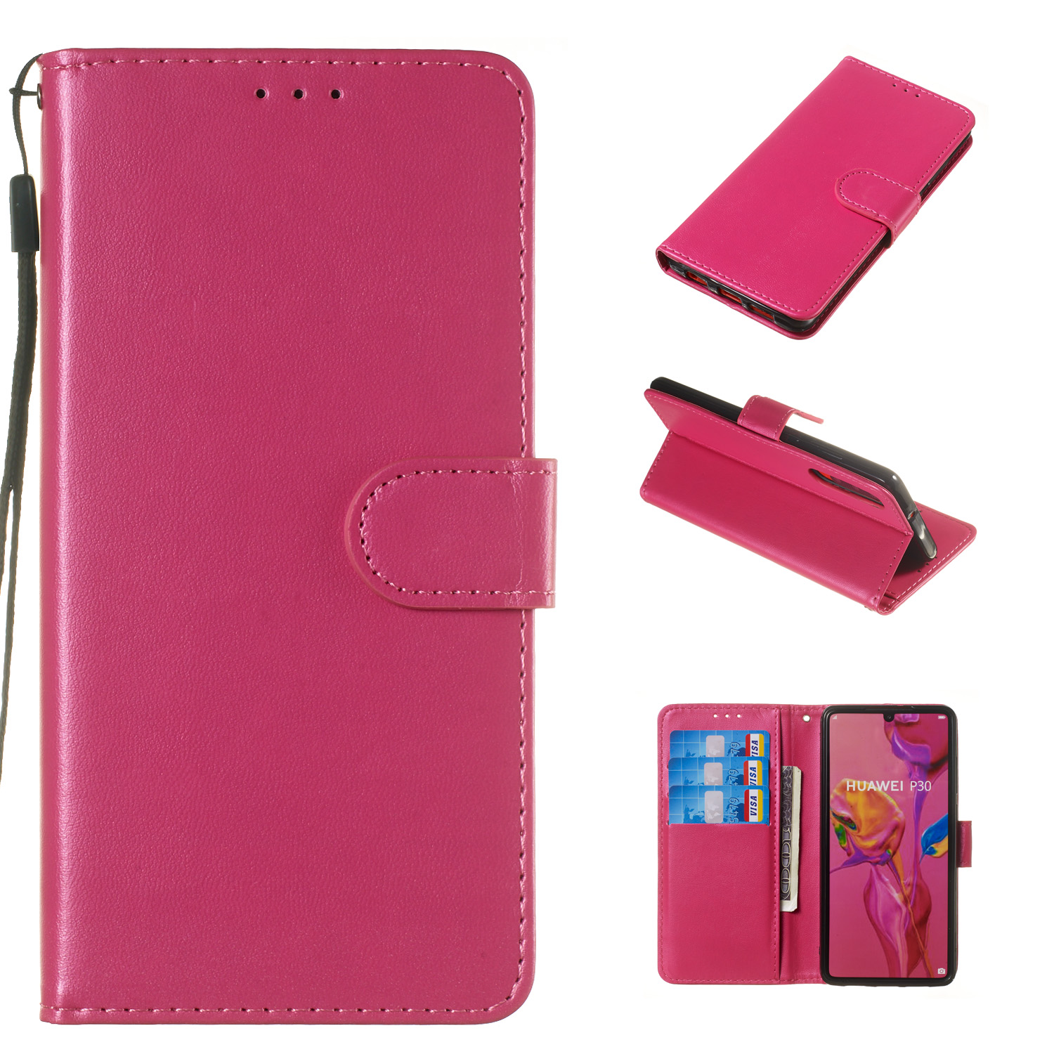 

Case de Support en Cuir de Portefeuille Pour Huawei P30 - Rose