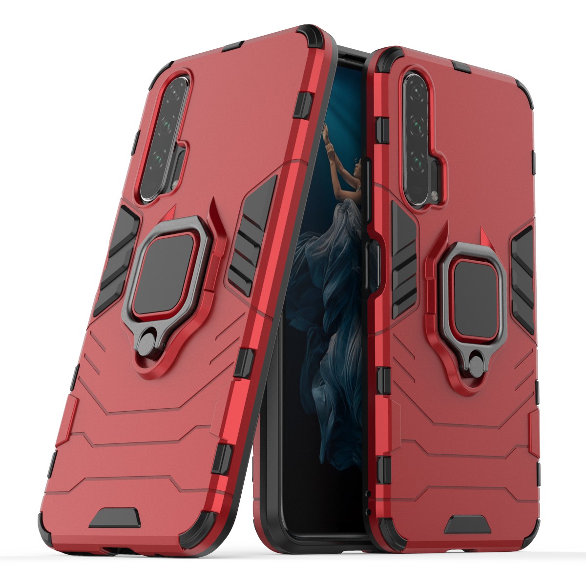 

Rotation Ring Kickstand Cool Armour PC TPU Hybride Hybrid Phone Shell For Huawei Honor 20 Pro - Rouge, Huawei Honor 20 Pro