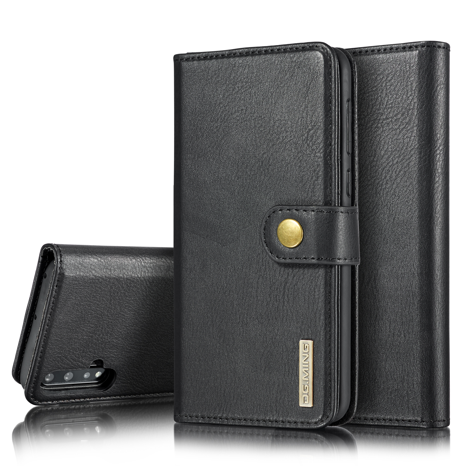 

Dg. Ming Abnehmbare 2-in-1-Split-Leder-Hallet-Shell + PC-Back-Koffer Für Huawei Nova 5 / Nova 5 Pro. - Schwarz, Huawei nova 5