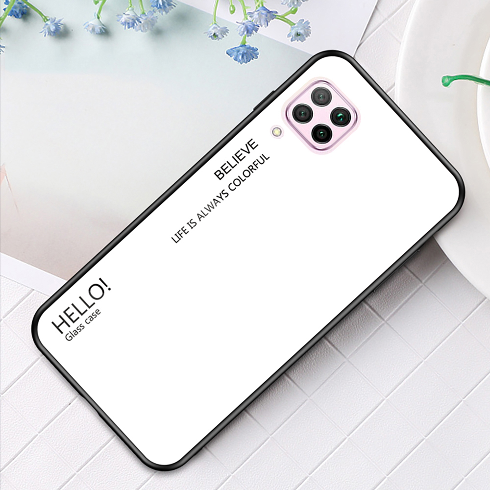 

Gradient Color Tempered Glass + PC + TPU Hybrid Back Case for Huawei Nova 6 SE/Nova 7i/P40 Lite - White, Huawei Huawei nova 6 SE