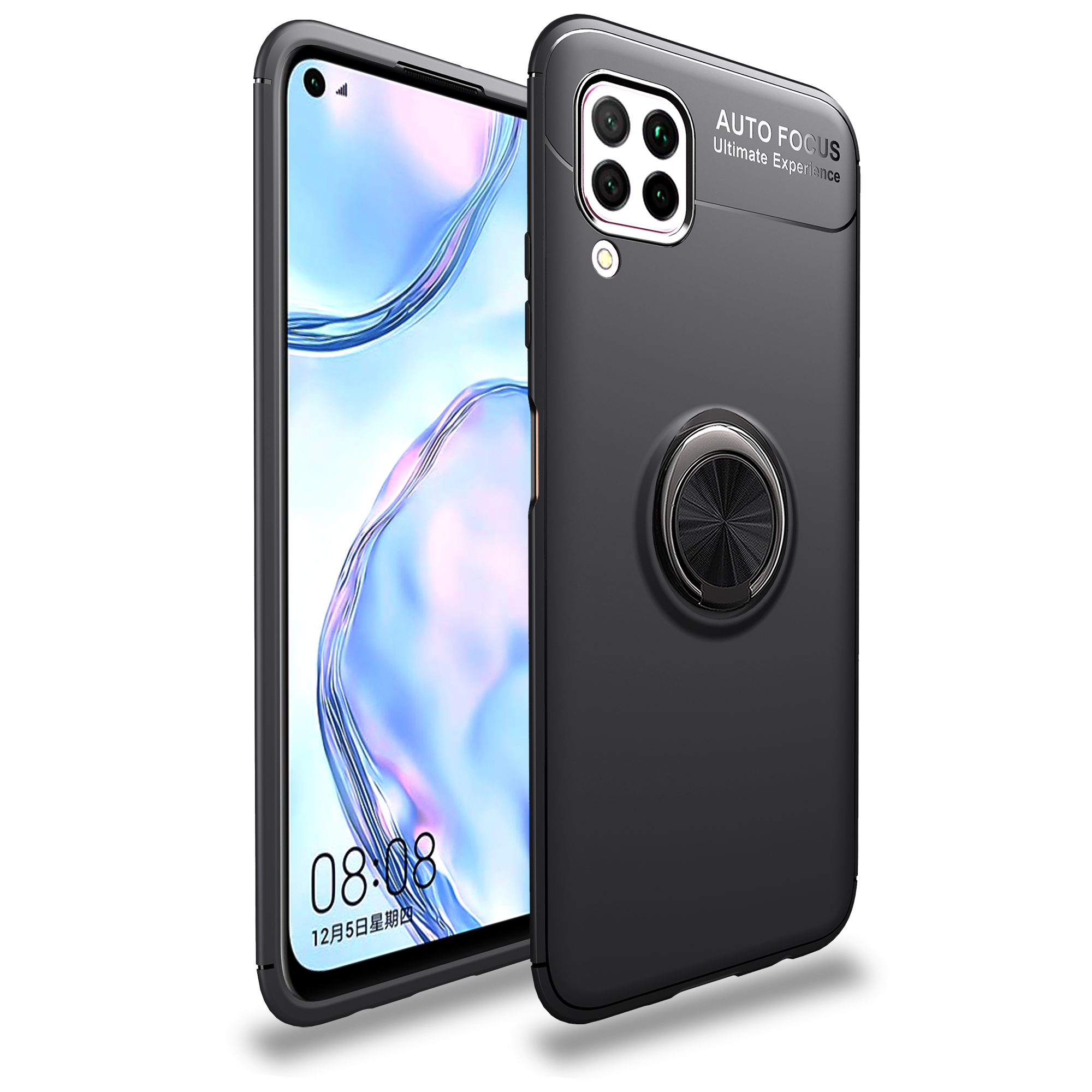 

Lenuo Finger Ring Kickstand Tpu-telefonabdeckung [eingebauter Magnetmetallblech] Für Huawei Nova 6 Se/nova 7i/P40 Lite - Schwarz, Huawei nova 6 SE