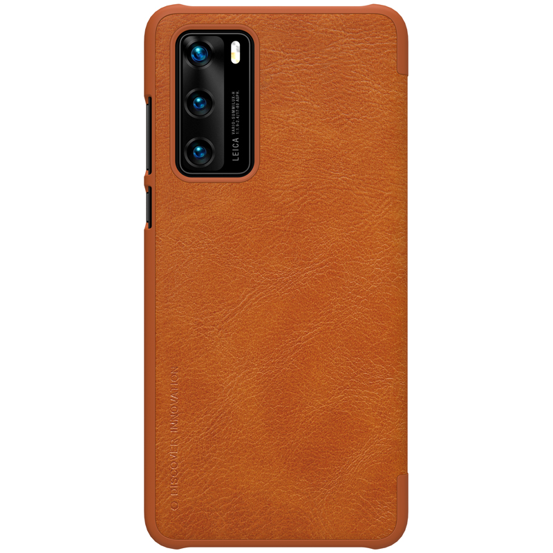 

NILLKIN Qin Series Card Holder Flip Leather Phone Shell for Huawei P40 - Brown, Huawei P40