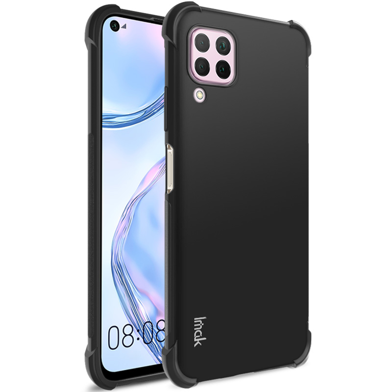 

IMAK Anti-drop Soft TPU Mobiltelefon Cover Mit Bildschirmschutzfilm Für Huawei Nova 6 SE/P40 Lite/Nova 7i - Metallschwarz, Huawei nova 6 SE