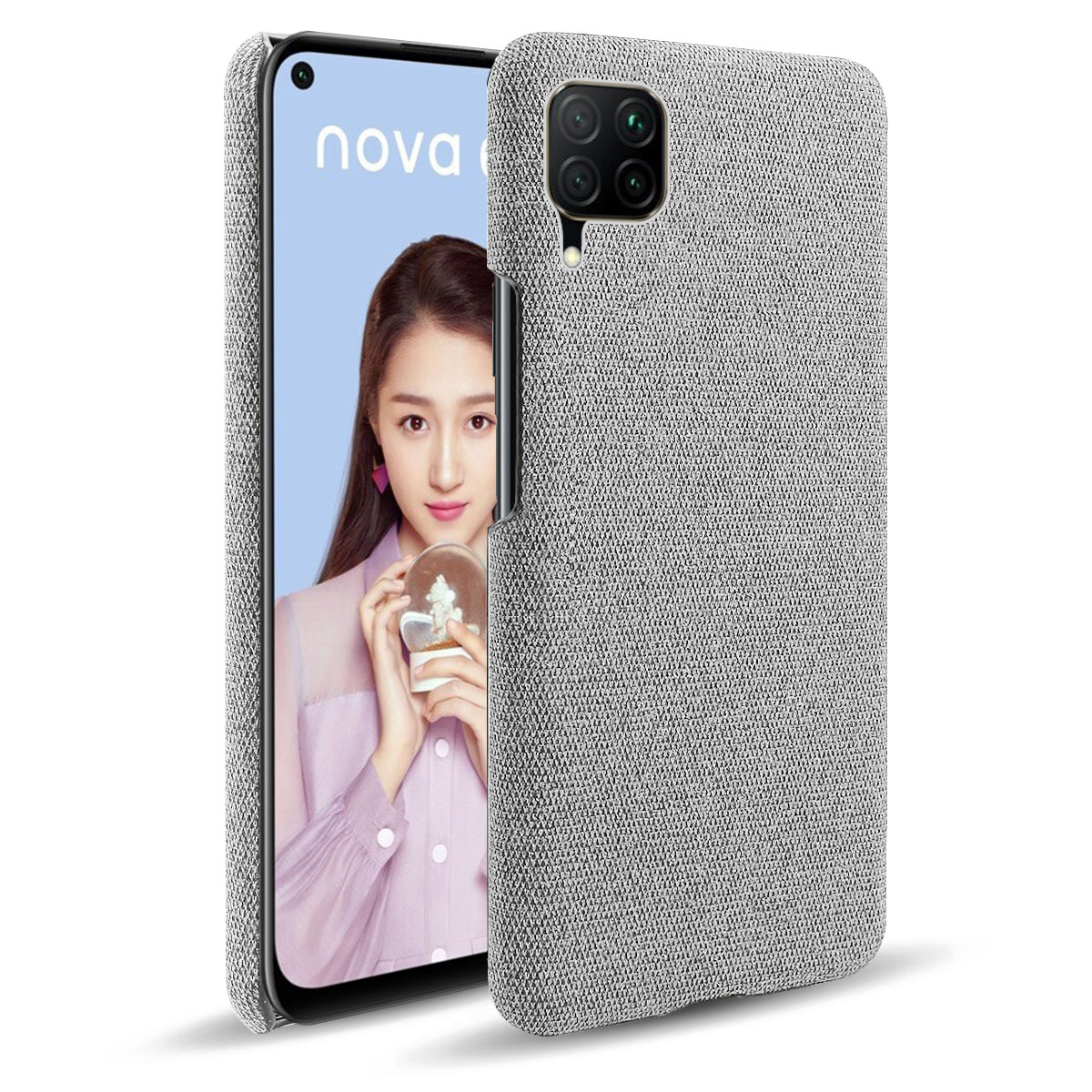 

KSQ -stoff Beschichtetes Hartplastik -telefongehäuse Für Huawei P40 Lite/nova 6 Se/nova 7i - Hellgrau, Huawei P40 lite 4G