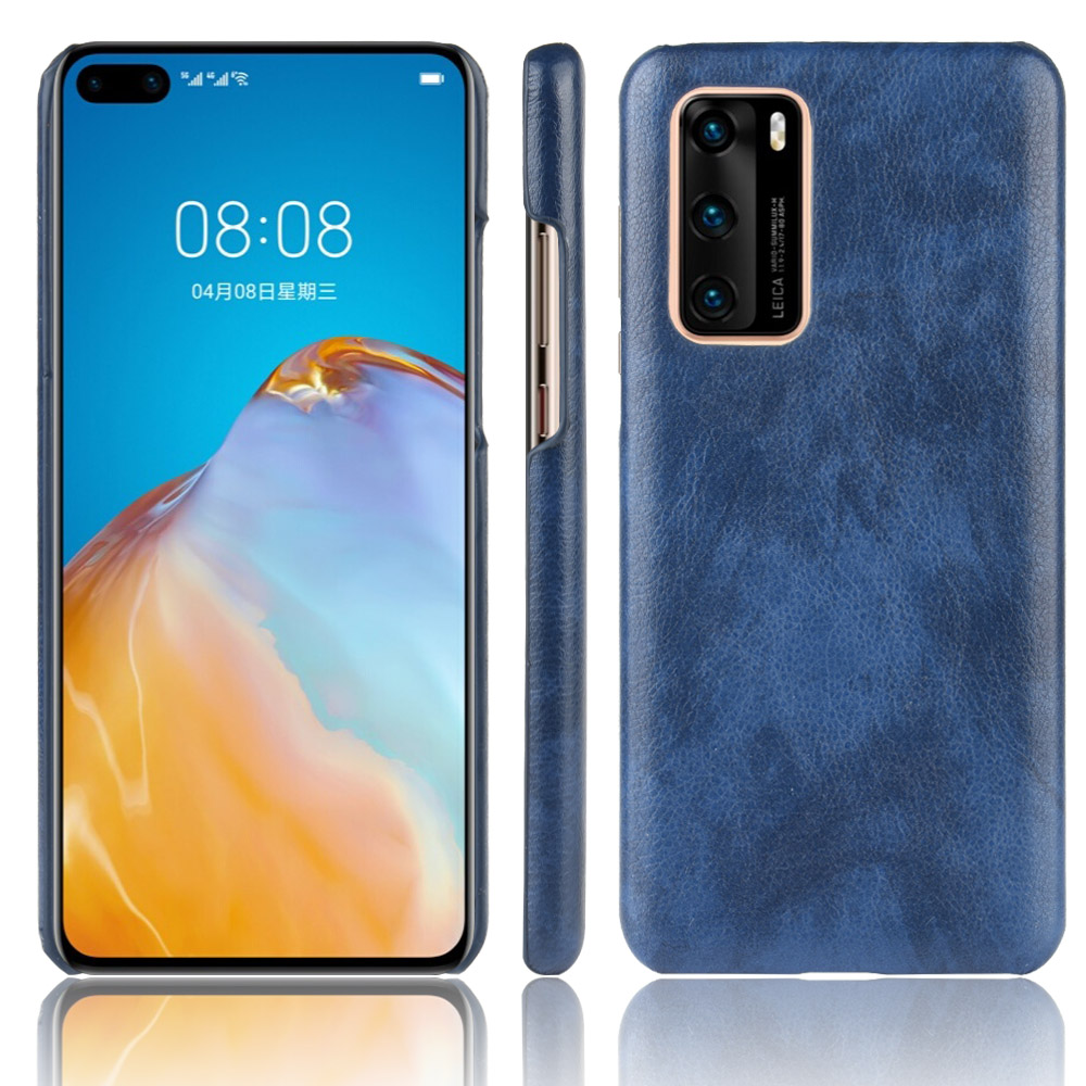 

Litchi Skin Leather Coated PC Back Phone Case for Huawei P40 - Blue, Huawei Huawei P40