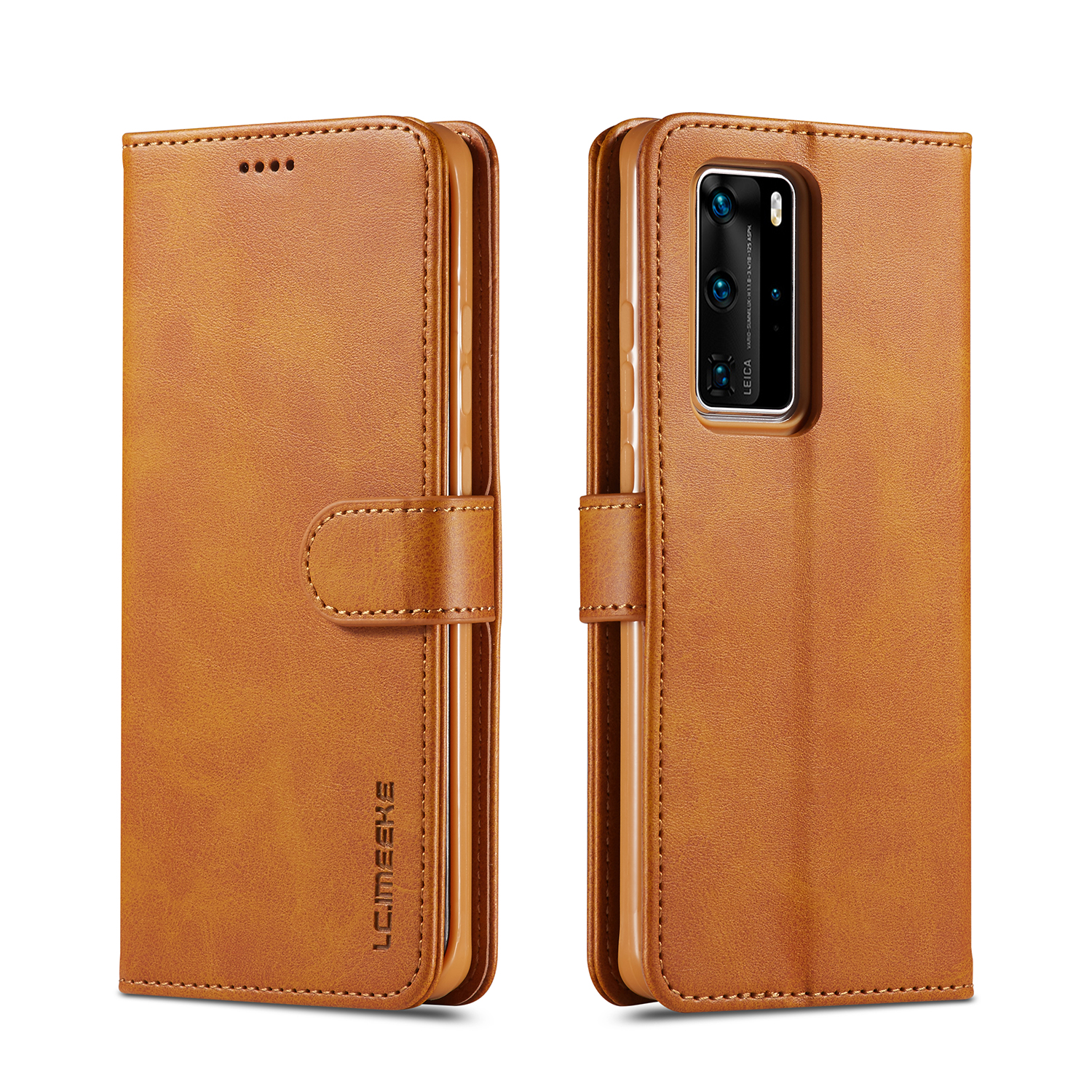 

LC.IMEEKE Leather Wallet Stand Case for Huawei P40 Pro - Brown, Samsung Galaxy A80