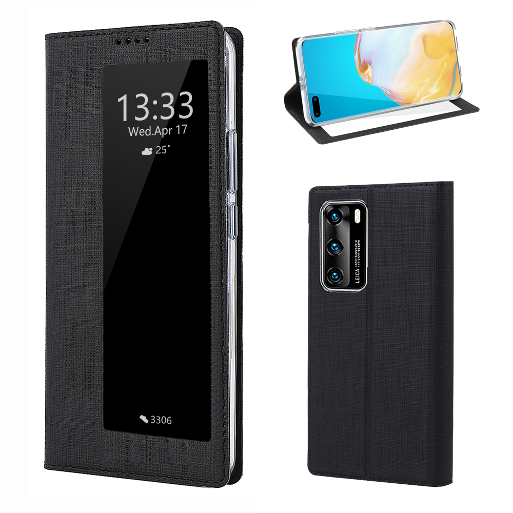 

VILI DMX View Window Smart Leder Stand Hülle Für Huawei P40 - Schwarz, Huawei P40