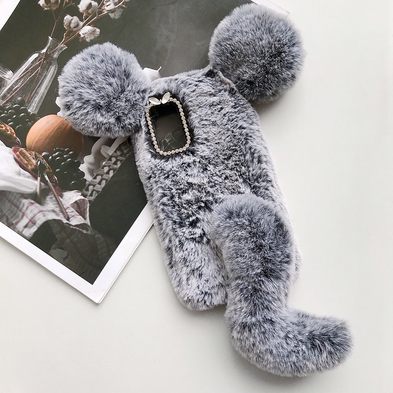 

Mouse Shaped Fur Coated Soft TPU Phone Cover for Honor 30 - Grey, Honor 30