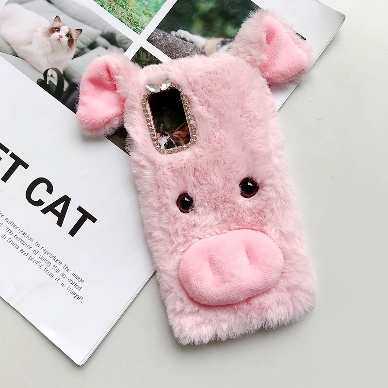 

Pig Shaped Fur Coated Soft TPU Phone Case for Huawei Honor 30S - Pink, Huawei Honor 30S