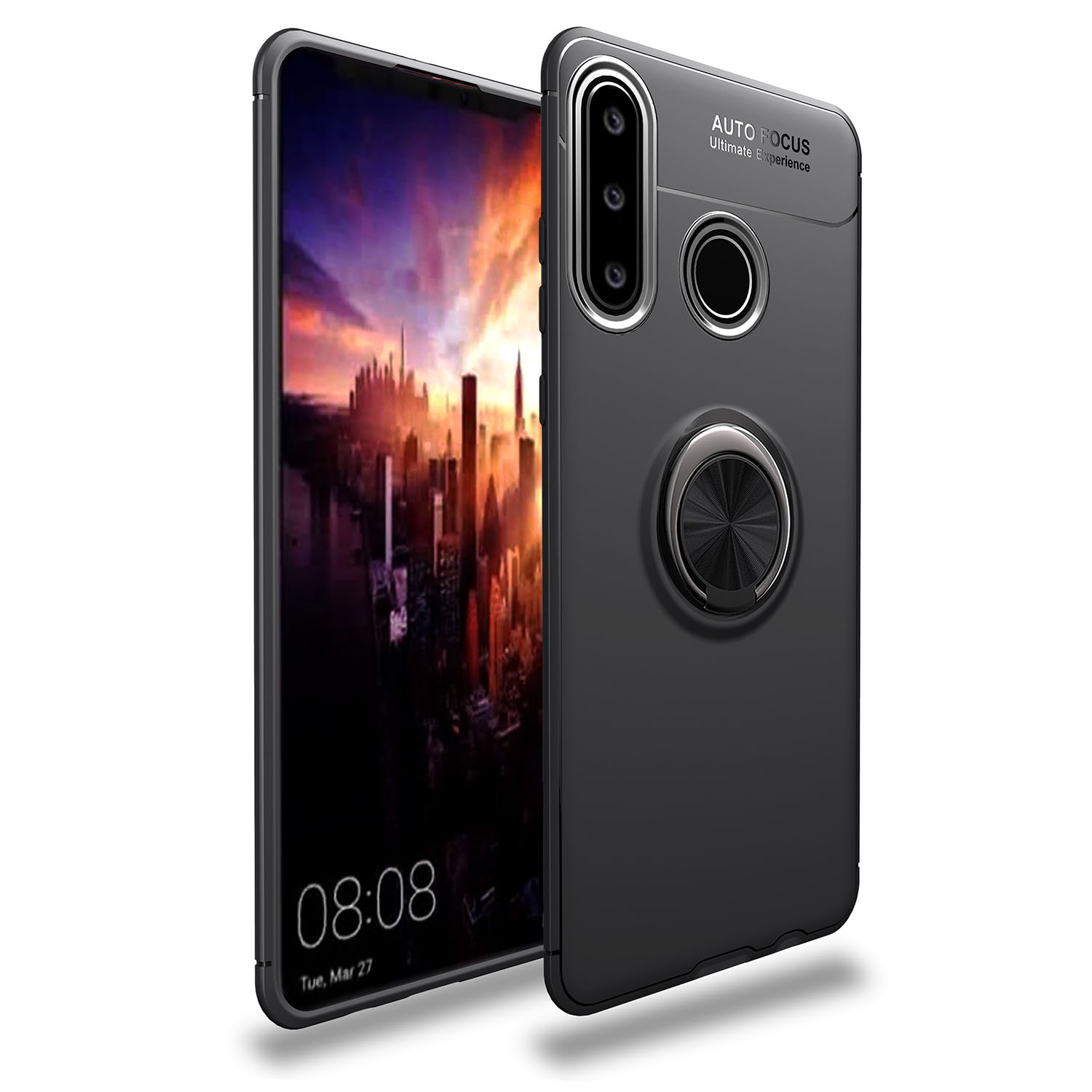 

Lenuo Finger Ring Kickstand Tpu-telefonabdeckung [eingebauter Magnetmetallblech] Für Huawei Y6p - Schwarz, Huawei Y6p