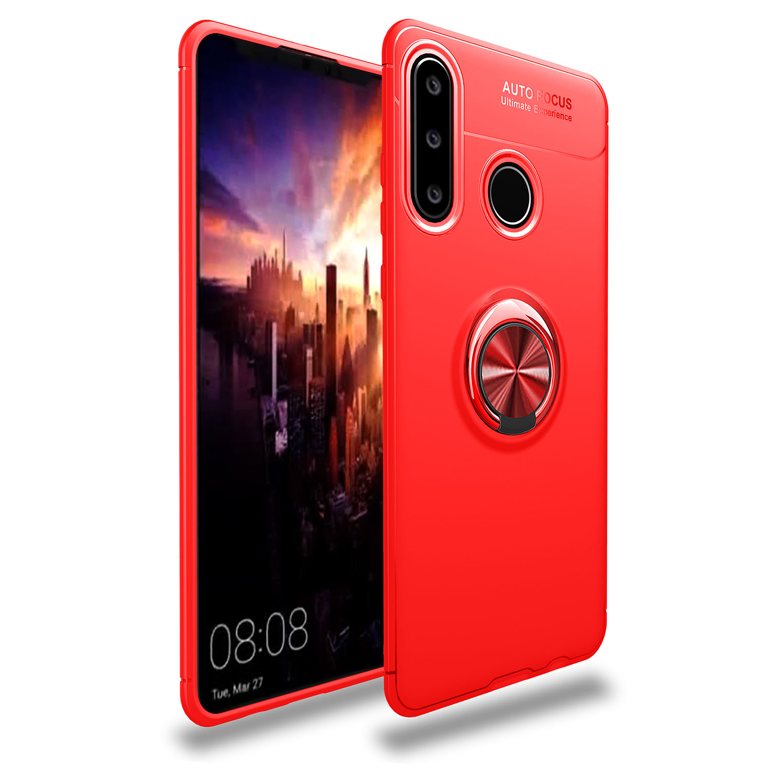 

Lenuo Finger Ring Kickstand Tpu-telefonabdeckung [eingebauter Magnetmetallblech] Für Huawei Y6p - Rot, Huawei Y6p