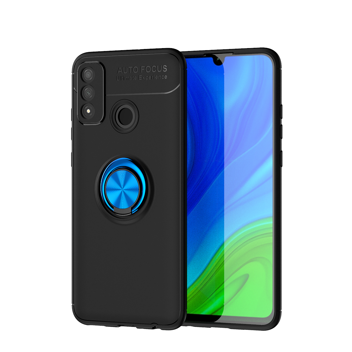 

Lenuo Finger Ring Kickstand Tpu-hülle [eingebauter Magnetmetallblech] Für Huawei P Smart 2020 - Schwarz / Blau, Huawei P smart 2020