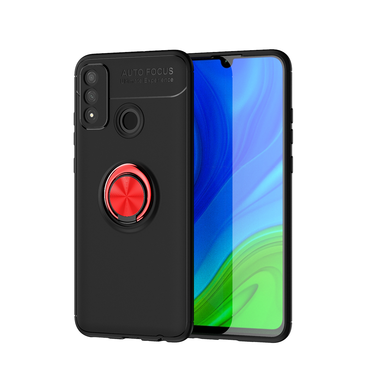 

Lenuo Finger Ring Kickstand Tpu-hülle [eingebauter Magnetmetallblech] Für Huawei P Smart 2020 - Schwarz / Rot, Huawei P smart 2020