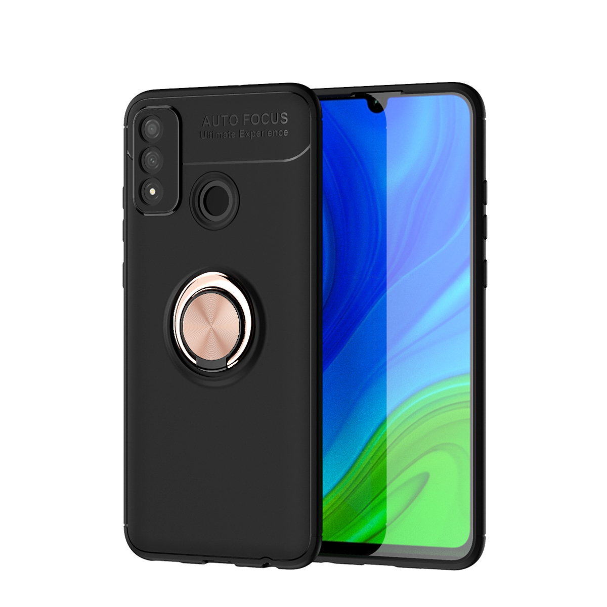 

Lenuo Finger Ring Kickstand Tpu-hülle [eingebauter Magnetmetallblech] Für Huawei P Smart 2020 - Schwarz / Gold, Huawei P smart 2020