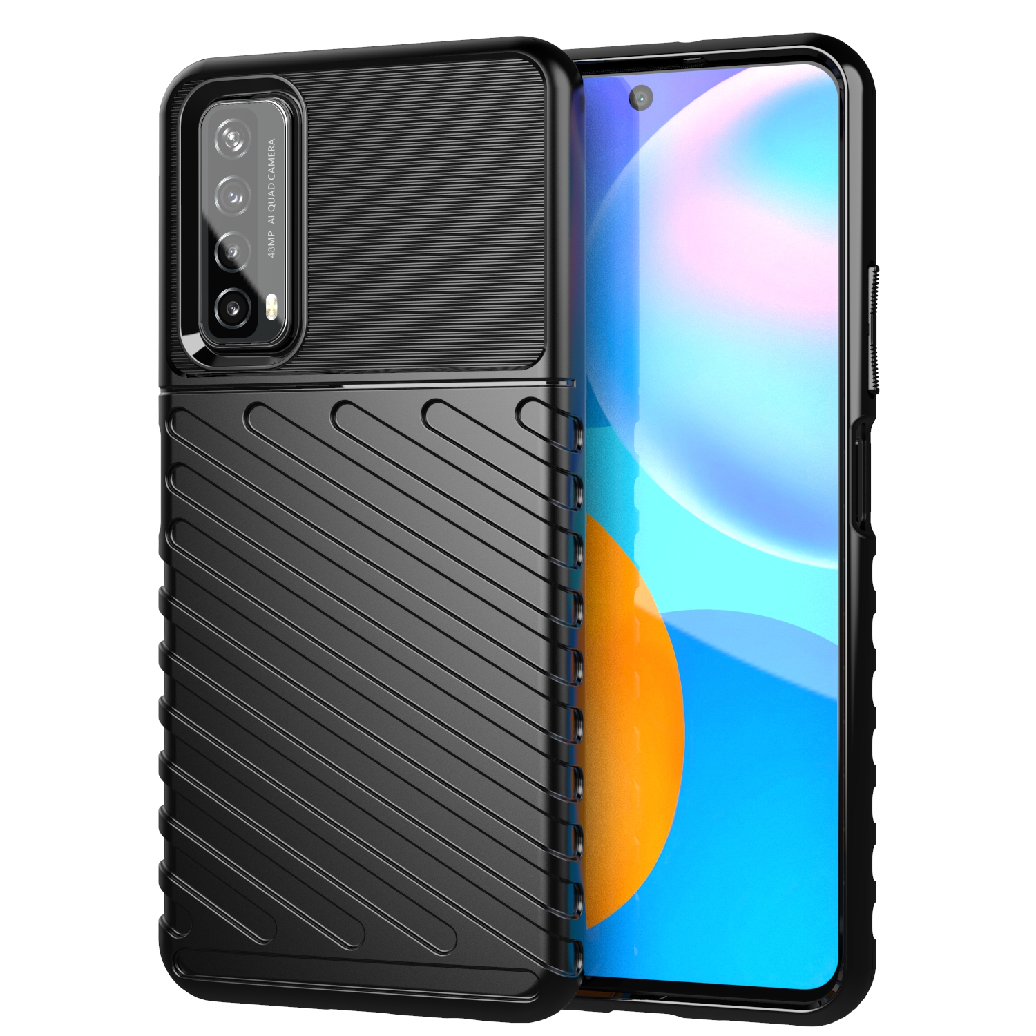 

Thunder -serie Twill Grain TPU -cover Für Huawei P Smart 2021/Y7a Fall - Schwarz, Huawei P smart 2021