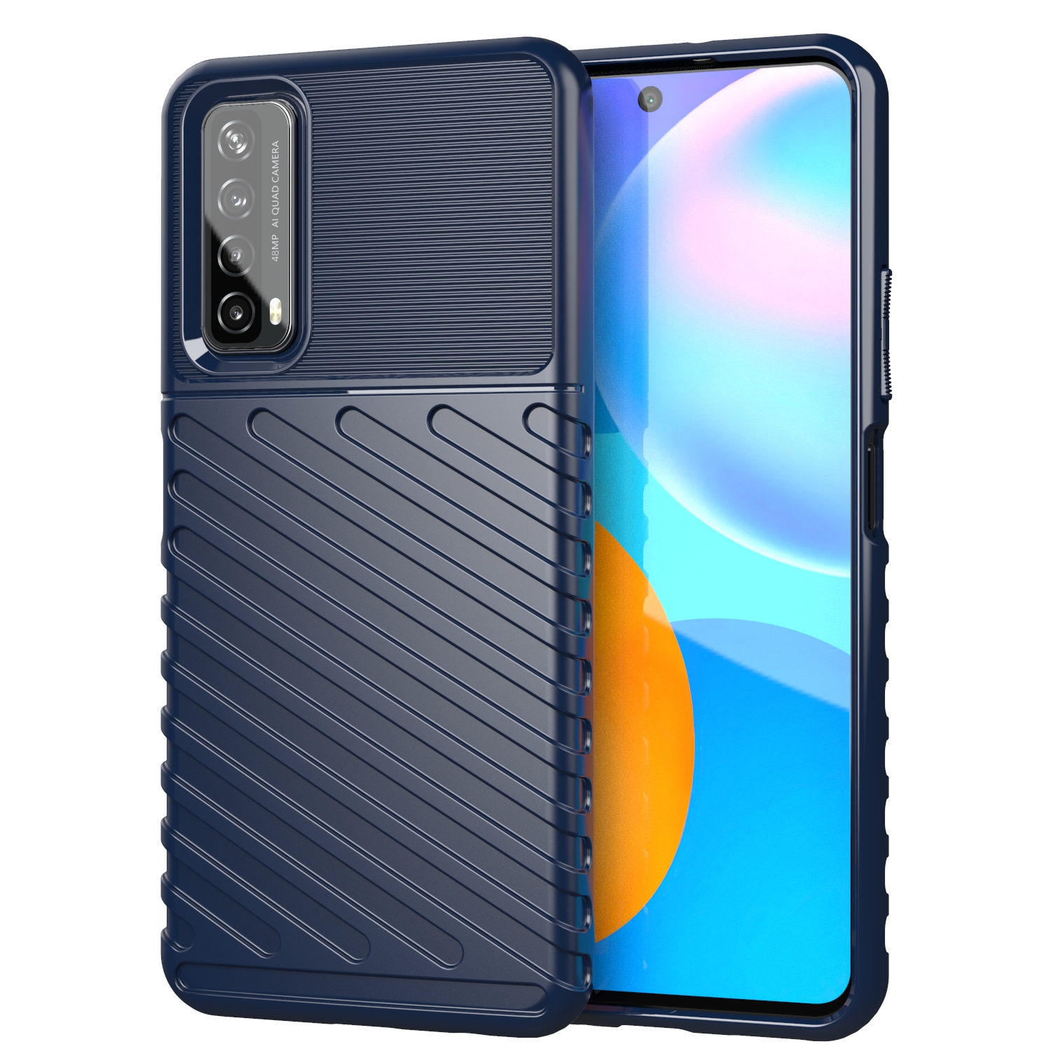 

Thunder -serie Twill Grain TPU -cover Für Huawei P Smart 2021/Y7a Fall - Blau, Huawei P smart 2021
