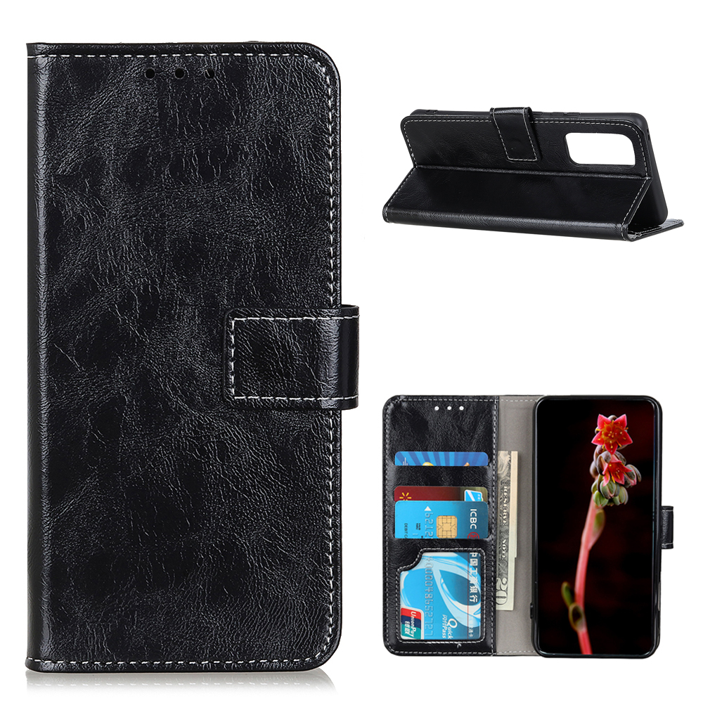 

Crazy Horse Leder Wallet Stand Hülle Für Huawei P Smart 2021/Y7a Schutzschale - Schwarz, Huawei P smart 2021