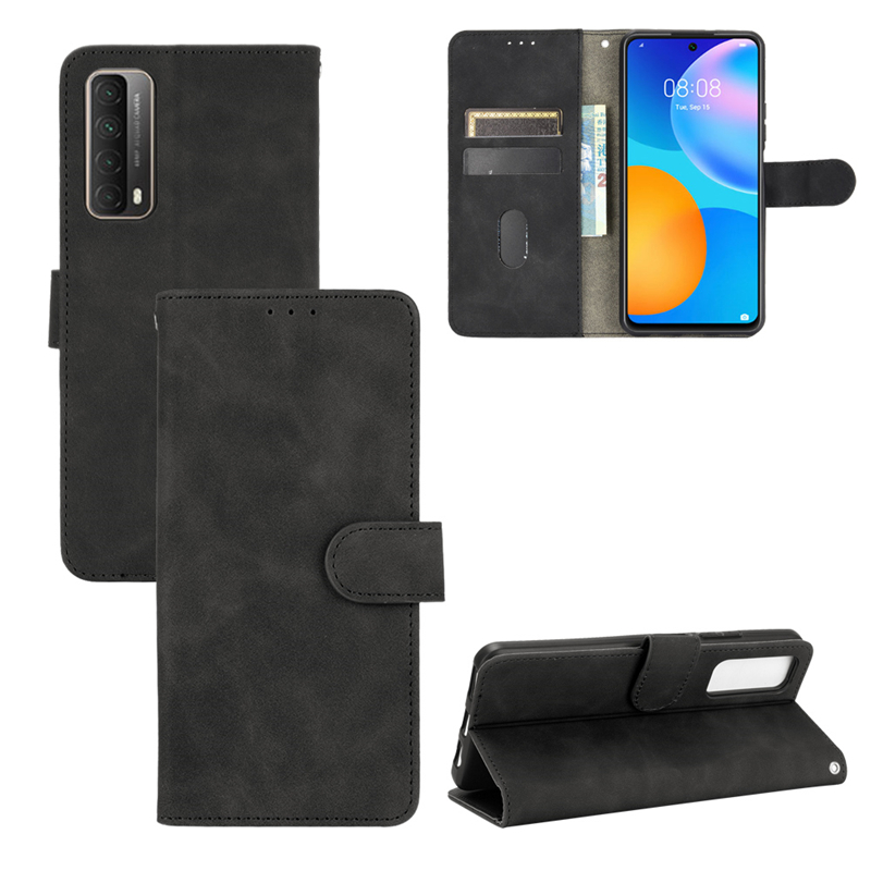 

Skin-touch-brieftaschenstandschale Für Huawei P Smart 2021/Y7a Ledertasche - Schwarz, Huawei P smart 2021