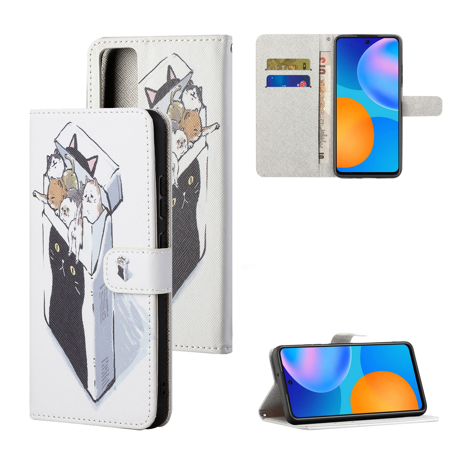 

Pattern Printing Cross Texture Leather Wallet Case for Huawei P smart 2021/Y7a - Cats, Huawei Y5 (2018)