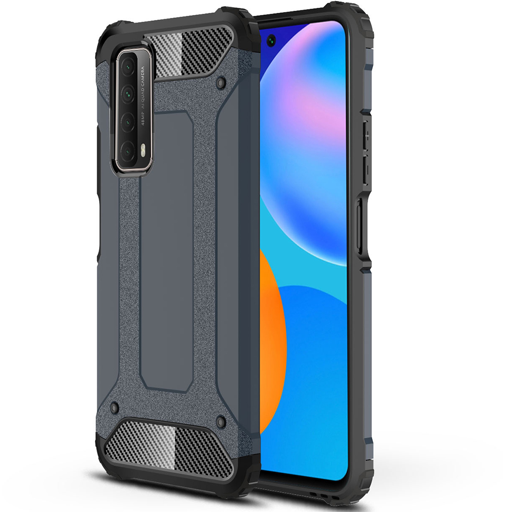 

Coque De Téléphone Hybride Pour Huawei P Smart 2021 / Y7A, TPU Flexible TPU + Hard PC Couverture Antichoc - Bleu Marine