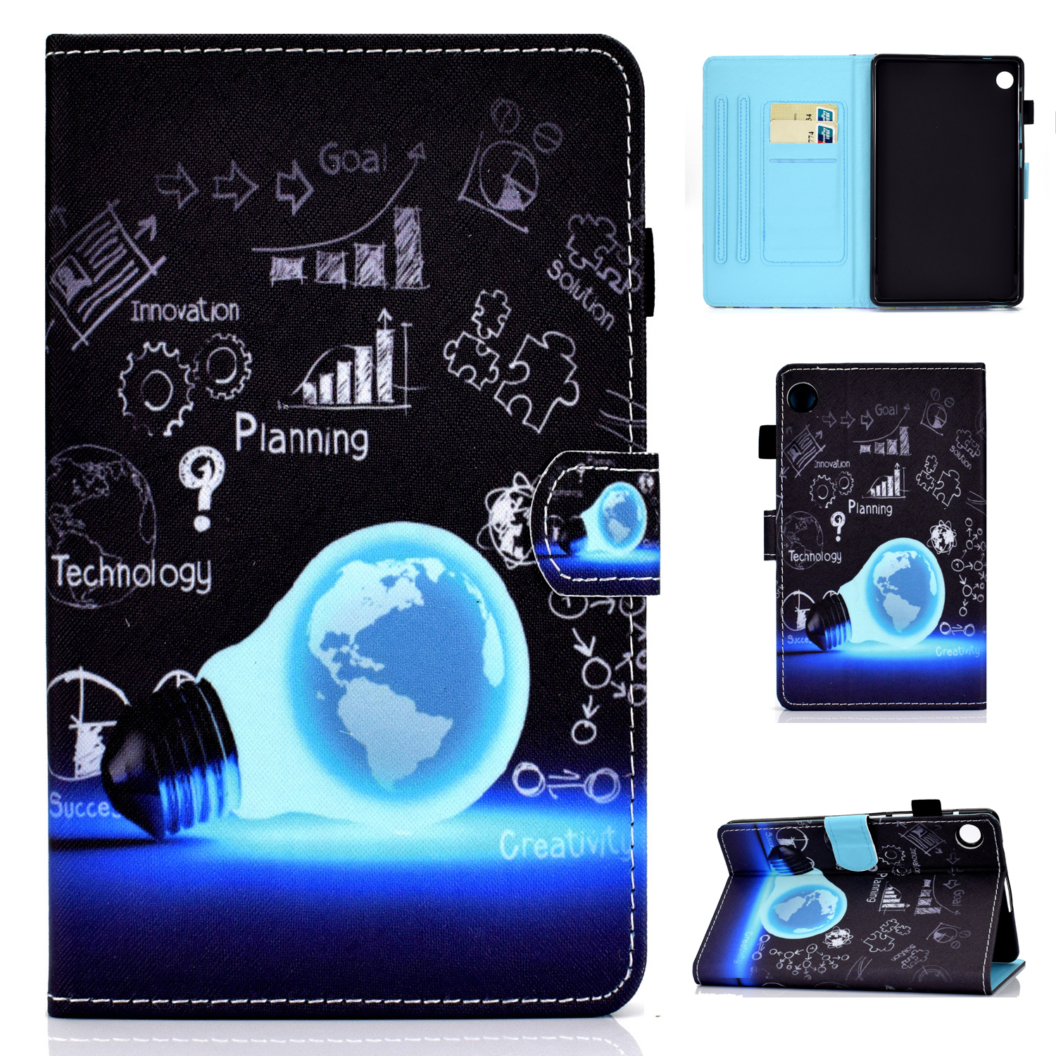 

Nähte Leder Mit Kartenhaltertablettenabdeckung Mit Musterdruck Für Huawei Matepad T10/T10S - Die Glühbirne, Huawei MatePad T 10S